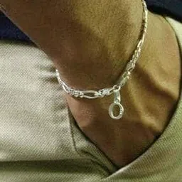Silver Figaro Bracelet with O Alphabet-image-75