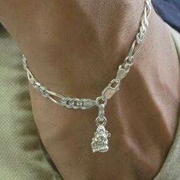 Sterling Silver Figaro Bracelet with Ganesh-image-96