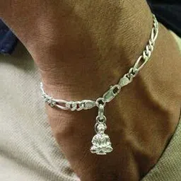 Silver Figaro Bracelet with Hanuman-image-70