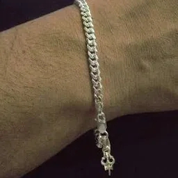 Silver Curb Bracelet with Trishul Charm-image-88