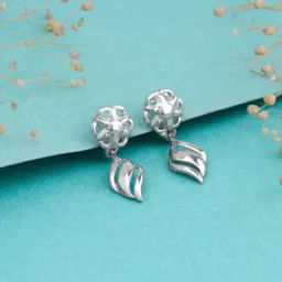 Women Sterling Silver Floral Twist Drop Earrings-picture-45