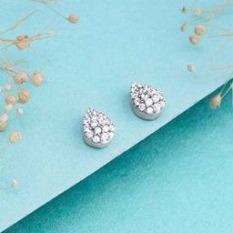 Women Sterling Silver Graceful Pear Stud Earrings-image-6