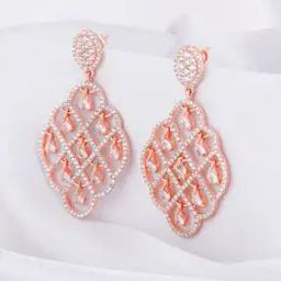 Women Sterling Silver Rose Gold-Plated Dangler Earrings-image-54