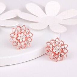 Sterling Silver Rose Gold-Plated Stone Stud Earrings-image-16