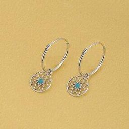 carlton london Sterling Silver Enamel Hoop Earrings-picture-4