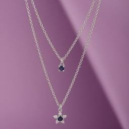 Sterling Silver Rhodium Plated Double Chain Necklace-image-40