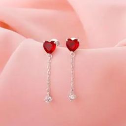 Women Sterling Silver Heart Drop Earrings-image-21