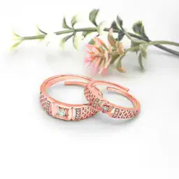 Sterling Silver Rose Gold-Plated Stone-Studded Couple Rings-image-65