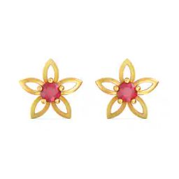 Women Yellow Gold Floral Stud Earrings-image-48