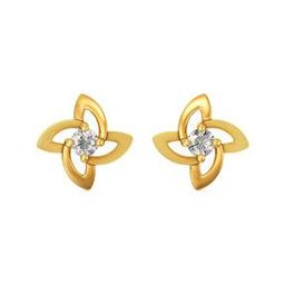 Women Yellow Gold Floral Stud Earrings-image-55
