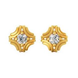 Women Yellow Gold Stone-Studded Stud Earrings-image-49