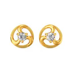 Women Yellow Gold Stone-Studded Stud Earrings-image-42