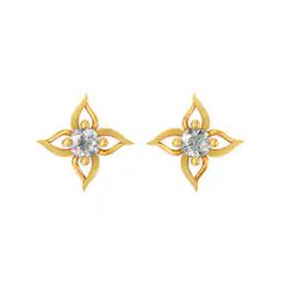Women Yellow Gold Floral Stud Earrings-image-47