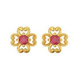Women Yellow Gold Floral Stud Earrings-image-52