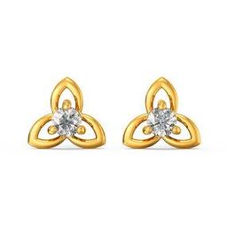 Women Yellow Gold Floral Stud Earrings-image-50