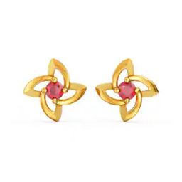 Women Yellow Gold Floral Stud Earrings-image-51