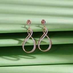 Women Sterling Silver Rose Gold-Plated Infinite Drop Earrings-image-16