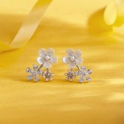 Women Sterling Silver Enchanted Garden Stud Earrings-image-9