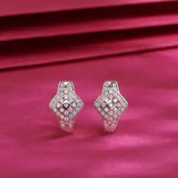 Women Sterling Silver Radiant Cadence Huggie Earrings-image-31