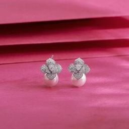 Women Sterling Silver Whimsical Floral Stud Earrings-image-38