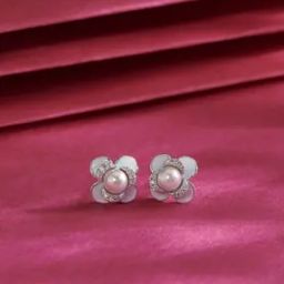 Women Sterling Silver Opulent Petal Elegance Stud Earrings-image-66