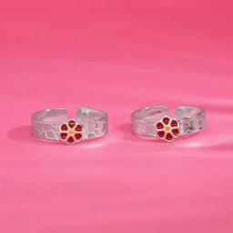 Women Sterling Silver Precious Bloom Toe Rings-image-73