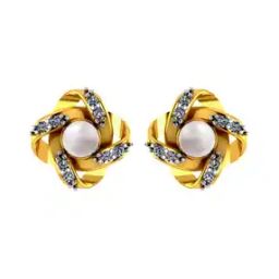 Women Yellow Gold Stone-Studded Stud Earrings-image-21