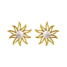 p.c. chandra jewellers Women Yellow Gold Pearl Studded Stud Earrings-picture-12