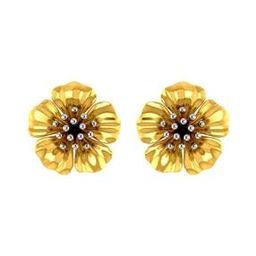 Women Yellow Gold Petal Design Stud Earrings-image-3