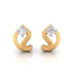 Yellow Gold Kalka American Diamond Stud Earrings-image-41