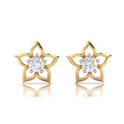 Women Yellow Gold Floral American Diamonds Stud Earrings-image-2