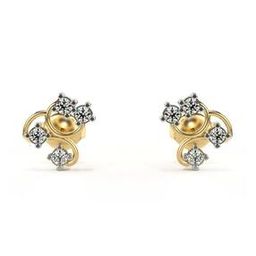 valanova Women Yellow Gold Lab Grown Diamond Stud Earrings-picture-16