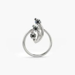 Women White Gold Lab Grown Diamond Nose Pin-image-9