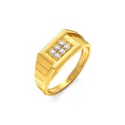 Men Yellow Gold Stone-Studded Band Ring-image-48
