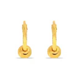 Women Yellow Gold Single Ball Hoop Earrings-image-19