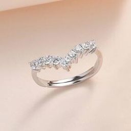Women Sterling Silver American Diamond-Studded Ring-image-11