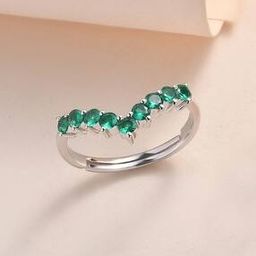ornate jewels Women Sterling Silver Emerald-Studded Ring-picture-5
