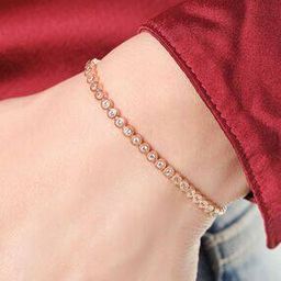 Women Sterling Silver Rose Gold-Plated Solitaire Bracelet-image-24
