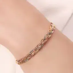 Women Sterling Silver Tri-Tone Tapestry Weave Bracelet-image-71
