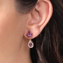 Sparkling Amethyst Rose Gold-Plated 925 Sterling Silver Dangle Earrings-image-31