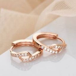 Women Sterling Silver Rose Gold-Plated Stud Earrings-image-31