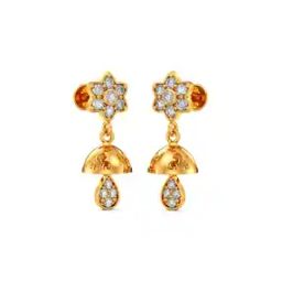 Women Yellow Gold Stone-Studded Jhumka Earrings-35