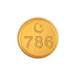 p.c. chandra jewellers 24Kt 999 Yellow Gold 786 Inscribed Foil Coin-picture-13