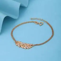 Women Sterling Silver Rose Gold-Pated Stone-Studded Link Bracelet-image-3
