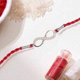 Men Sterling Silver Infinity Rakhi with Roli Chawal-image-19