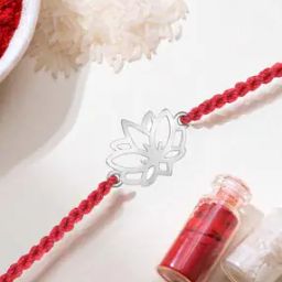 Men Sterling Silver Lotus Rakhi with Roli Chawal-image-18