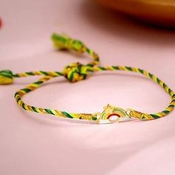 Boys Sterling Silver Gold-Plated Rainbow Charm Tie-Up Rakhi-image-6