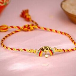 Boys Sterling Silver Gold-Plated Rainbow Charm Tie-Up Rakhi-image-91