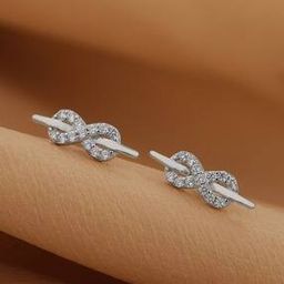 Women Sterling Silver Stud Earrings-image-9