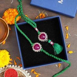 Men Sterling Silver Bhaya Bhabhi Rakhis-image-3